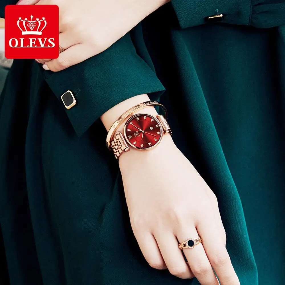 OLEVS Women Watches Luxury Fashion Casual Waterproof Quartz Watch Rose Gold Stainless Steel Ladies Wrist Watch relogio feminino enlarge