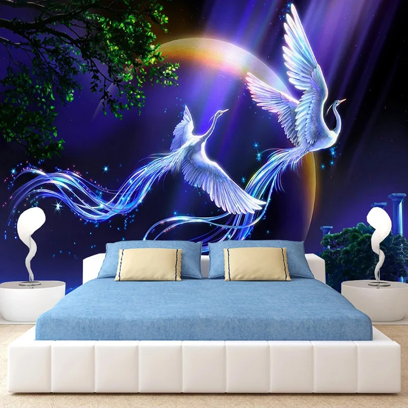 

3D Wallpaper Modern Beautiful Landscape Peacock Moonlight Murals Children's Bedroom Living Room Wall Papers For Walls 3 D Fresco