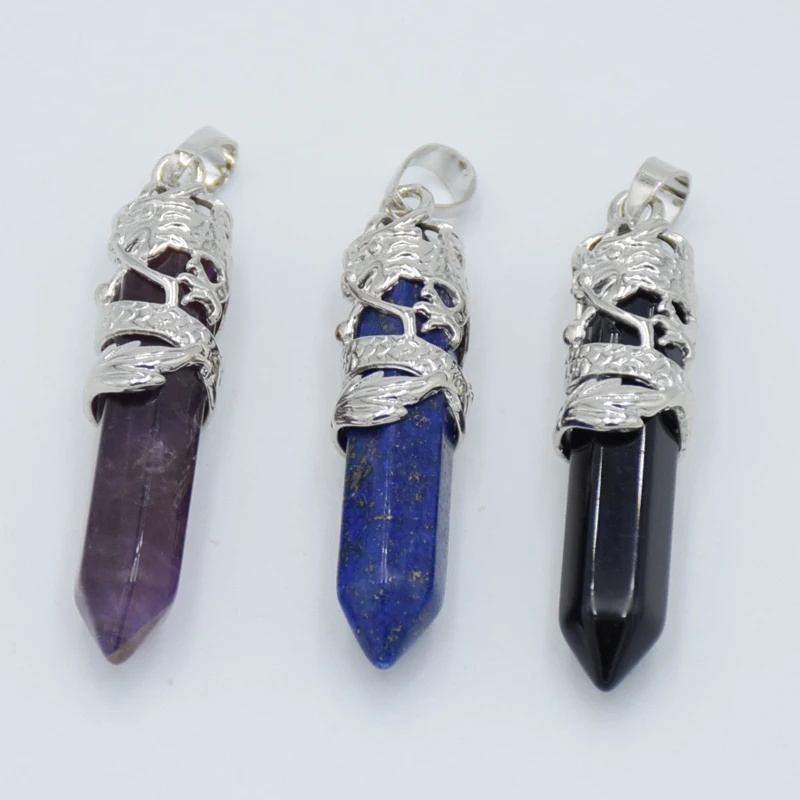 Верхние ожерелья подвески в виде драконов из натурального камня для влюбленных