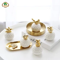 msjo jewelry storage box organizer for women golden ceramic necklace ring earrings dustproof mini jewelry desktop organization