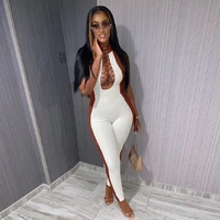 patchwork jumpsuit lace up sleeveless skinny sexy rompers one piece for womens clothes summer 2021 outfit club casual jumpsuits