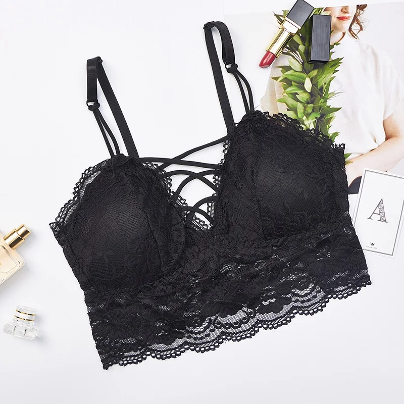 

Hot Sale Women Sexy Bra Lace Floral Underwear Padded Bralette Femme Front Cross None Closure Intimates Lady Bras New