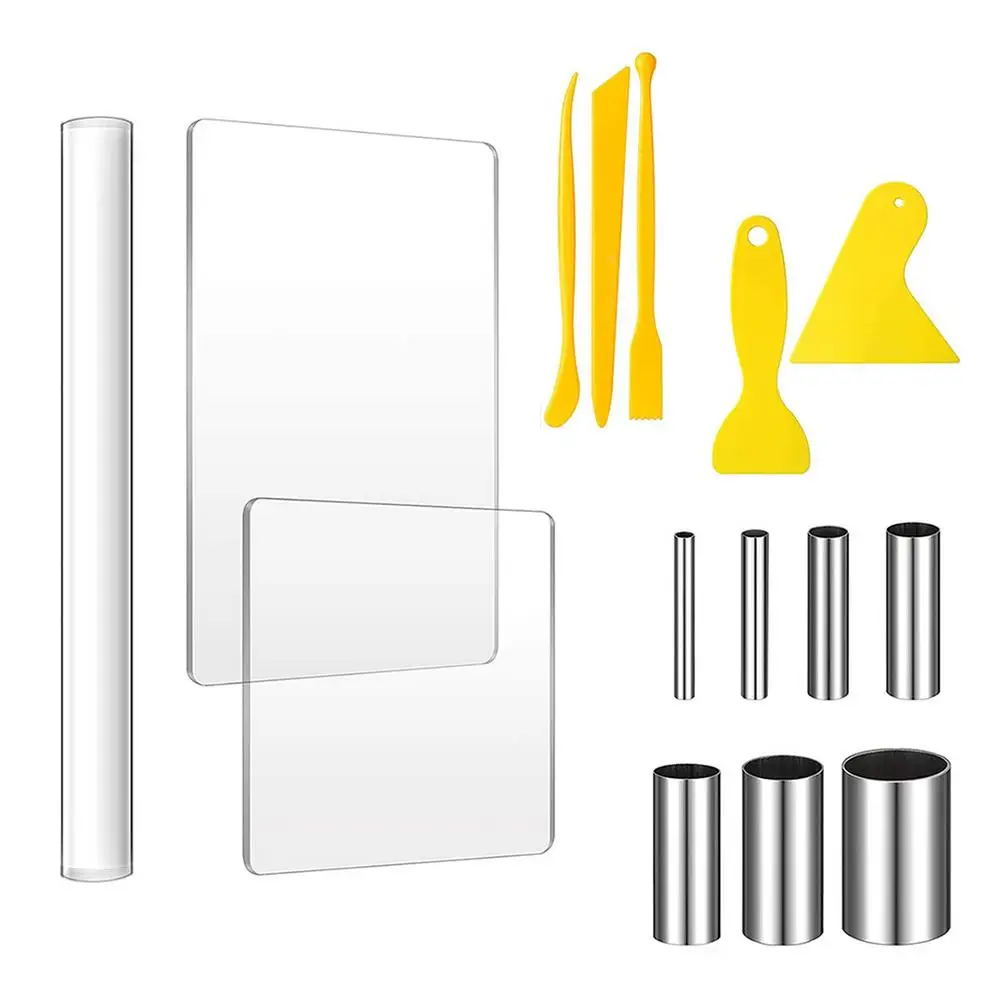 

Clay DIY Tool Set Acrylic Clay Roller Acrylic Sheet Stainless Steel Clay Cutter Clay Scraper Tool Clay Shaping Tools For Kids DI