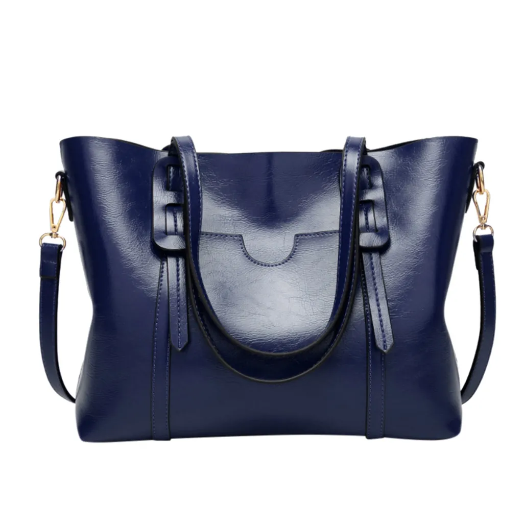 Мода 2019 Женская однотонная Большая вместительная кожаная сумка для путешествий