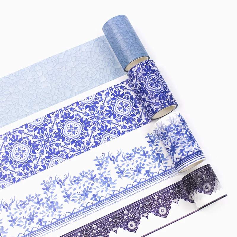 Китайский стиль синий белый фарфор маскирующая лента самоклеющаяся васи Сделай