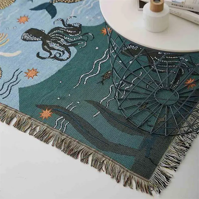 Mermaid Sofa Towel Blanket For Couch Decorative Slipcover Throws Rectangular Stitching Travel Plane Home Textile | Дом и сад