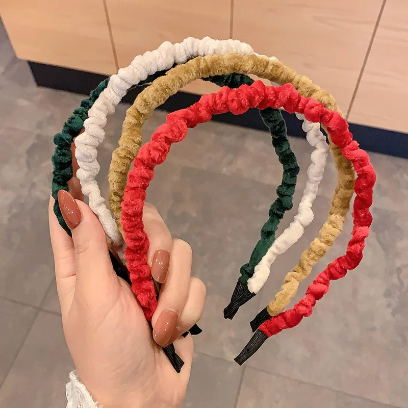

Fashion Simple Wave Velvet Hair Bands Solid Color Geometric Headband Hair Hoops For Women Girls Autumn Winter Hair Accessories