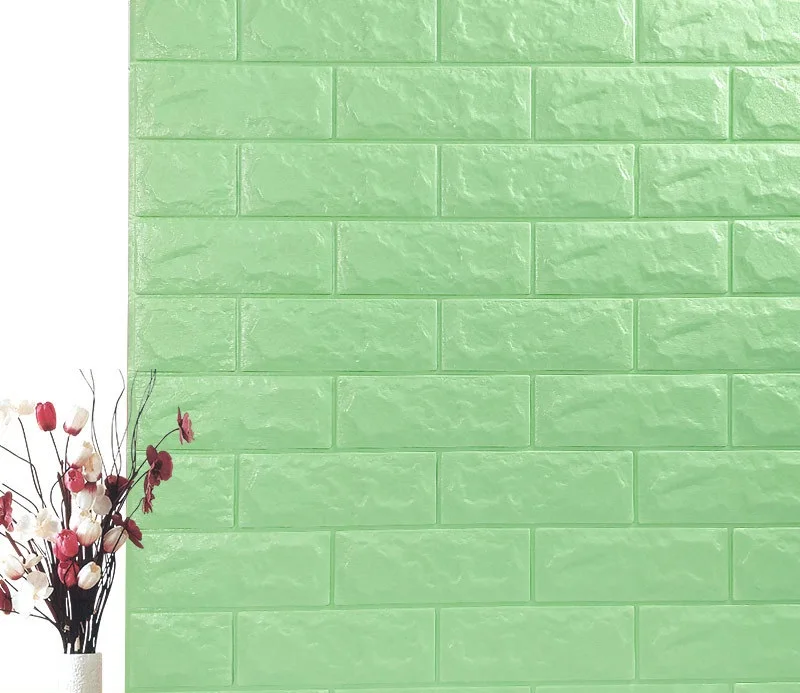 Light Green 70*77 см DIY самоклеющиеся 3D кирпичные настенные наклейки Декор для гостиной пенопластовое водонепроницаемое покрытие для стен для детей Rm tv Background-W001 - Цвет: Light Green