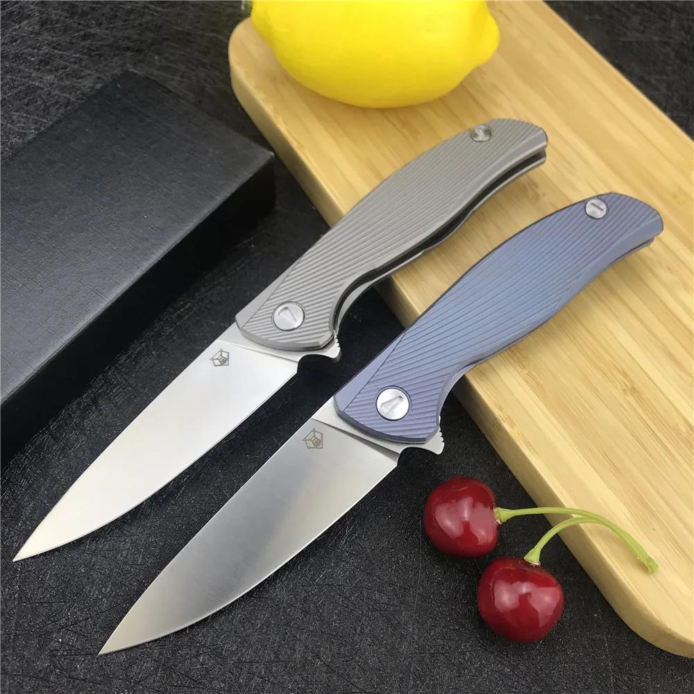 

Shirogorov Ball Bearing Folding EDC Knife D2 Blade TC4 Titanium Alloy Handle Tactical Defense Hunting Camping Collection Knives