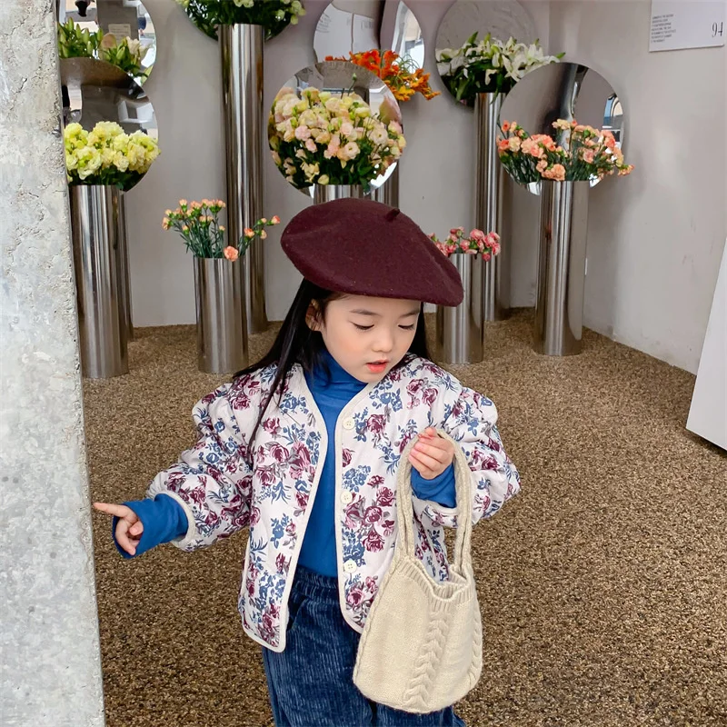 Детская куртка на молнии для девочек утепленная хлопковая вечерние кольная