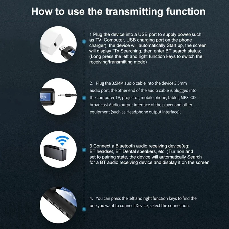 

HOT-T11 2 in 1 USB Bluetooth 5.0 Transmitter Receiver with LCD Display 3.5MM AUX Stereo for PC TV Wireless Adapter