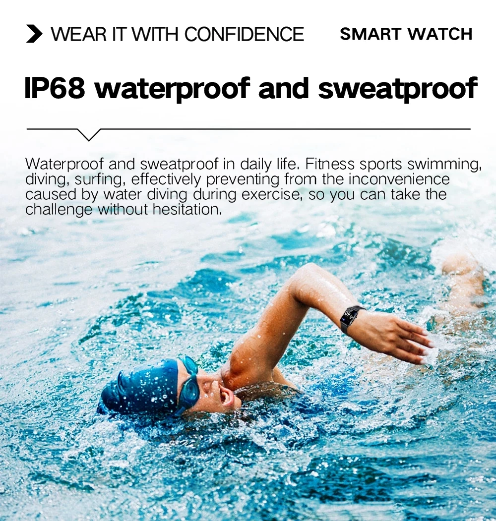 

Y95 Smart Watch IP68 Waterproof Sport Smartwatch Heart Rate Monitor Fitness Tracker Bluetooth Bracelet Sleep and