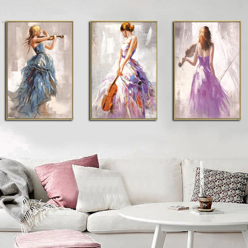 

Modern Abstract Portrait Posters and Prints Wall Art Canvas Painting the Violin Player Decorative Pictures for Living Room Decor