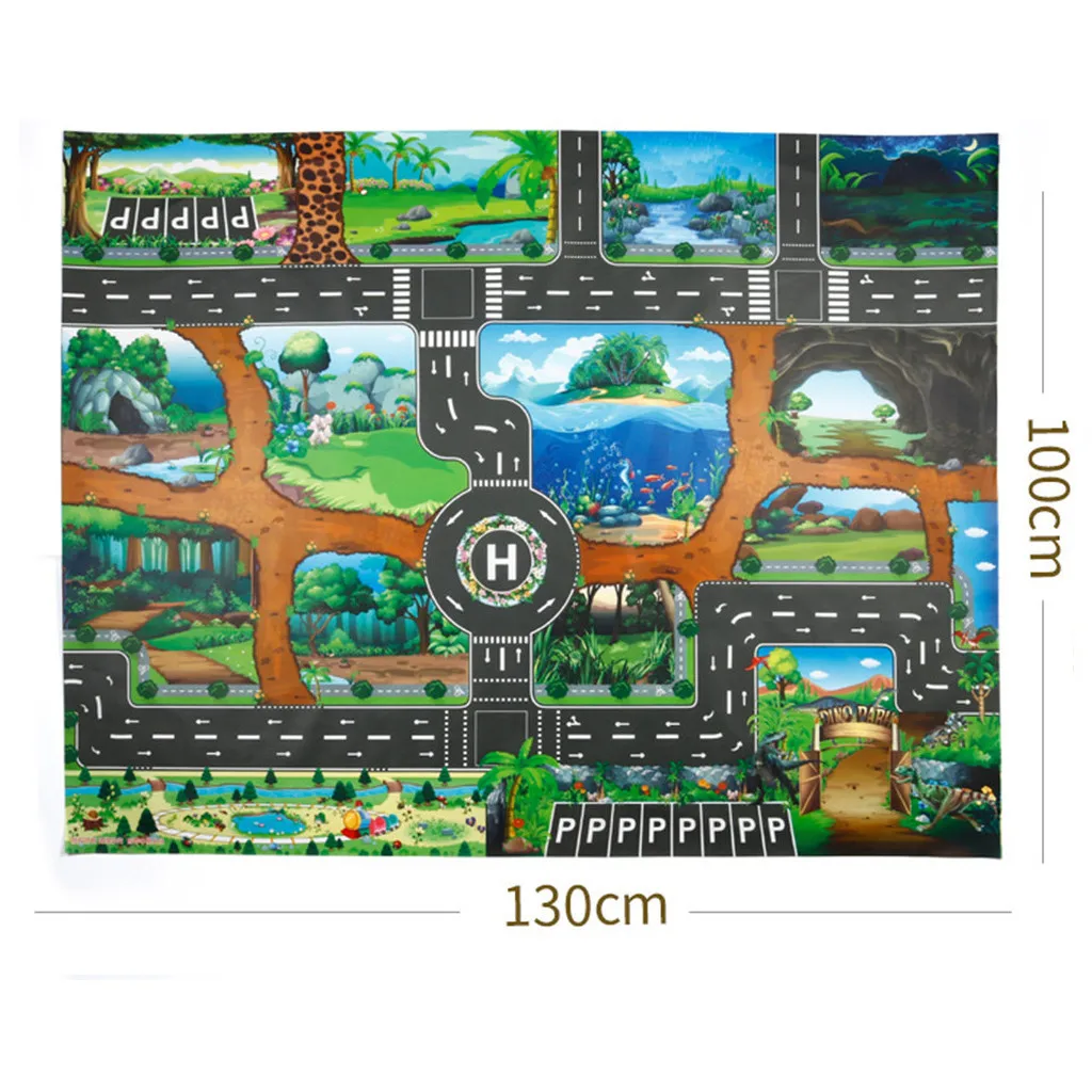 

41pcs Dinosaur Park Puzzle Game Carpet Playmat Crawling Rugs Pad Simulated Traffic Car Model Figures Play Mat For Children Gifts