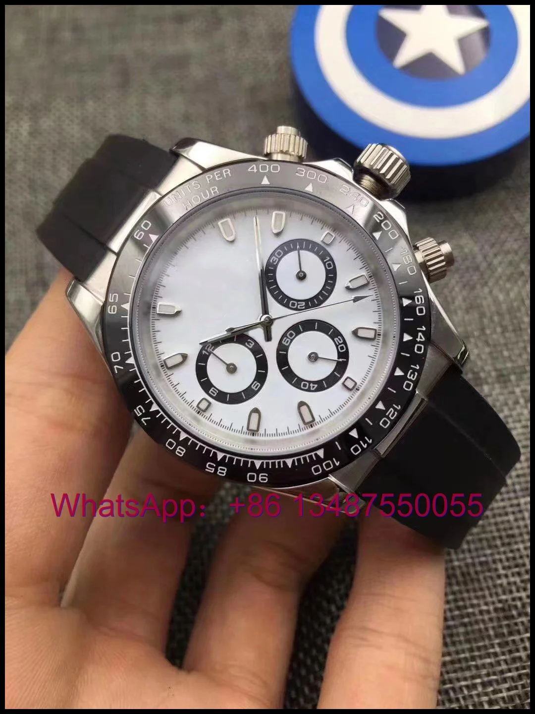 

Men 40MM Watch 7750 Automatic Mechanical Watches Black Rubber Sports Luminous Clock