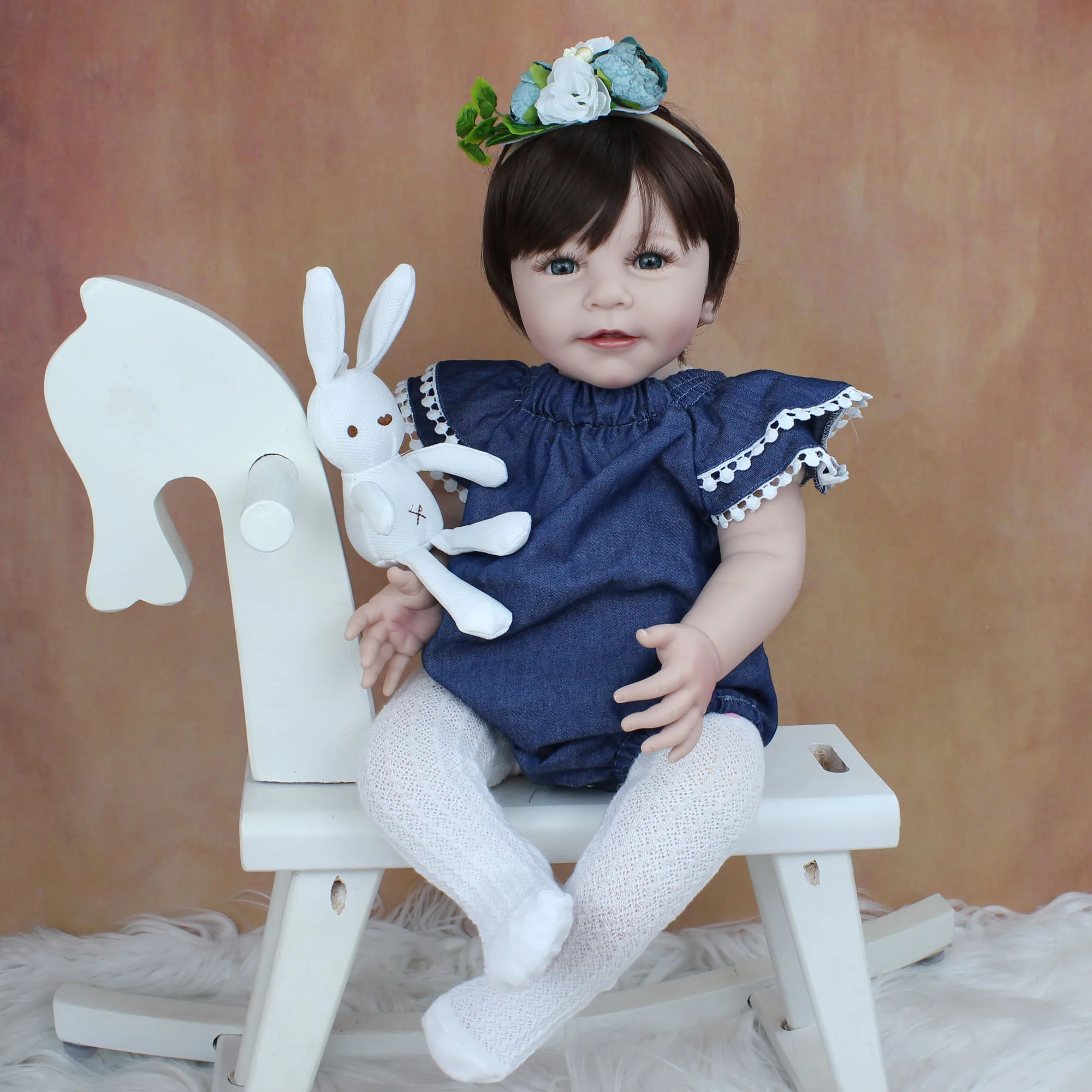 Мягкая силиконовая кукла реборн 55 см игрушка как настоящая ткань реалистичное