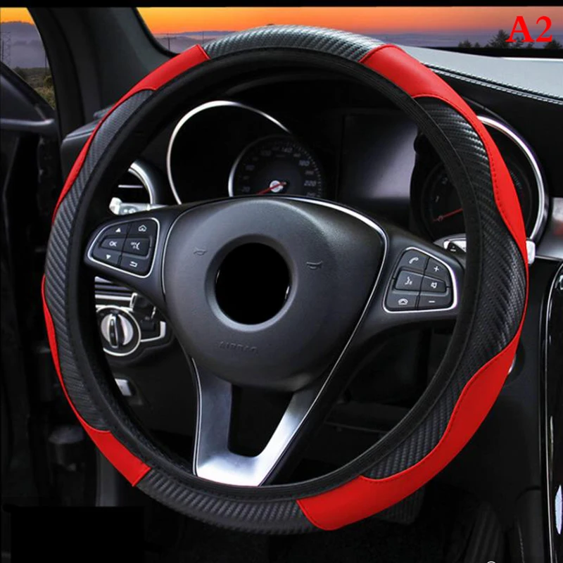 

Car Steering Wheel Cover Breathable Anti Slip PU Leather Steering Covers Decor