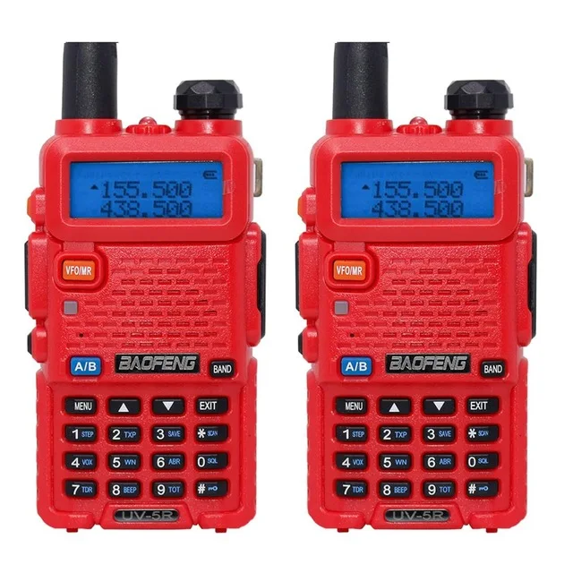 red 2 шт Baofeng BF-UV5R 5 Вт Любительская портативная рация UV-5R Двухдиапазонная двухсторонняя радиоантенна UV 5R+ 2 шт NA-771 антенна и гарнитура - Цвет: red