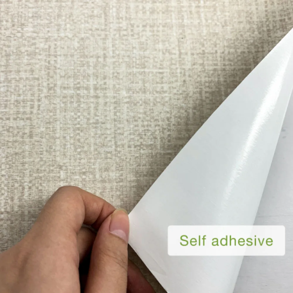 Light beige linen fine grass woven wallpaper wall decals self-adhesive refurbished kitchen waterproof vinyl membrane Sticker | Дом и сад