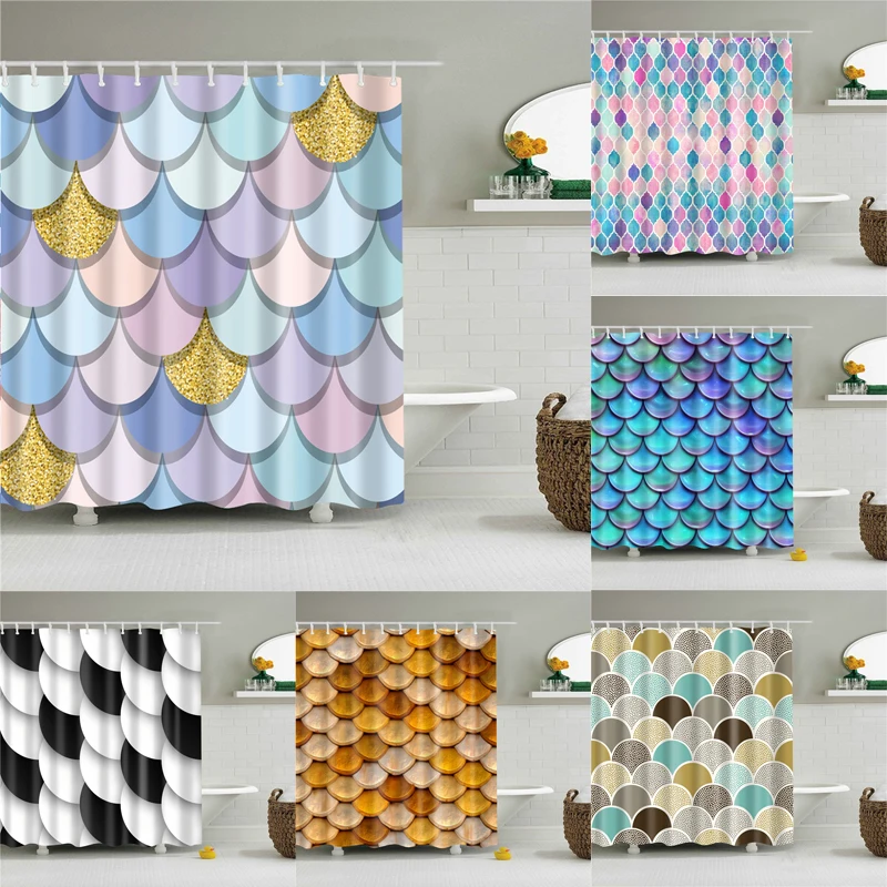 Занавеска для душа Русалочка моющаяся занавеска ванной s Squama печатная из