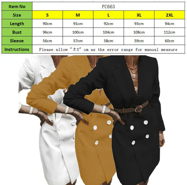 Женский двубортный блейзер с V-образным вырезом и длинным рукавом | Женская