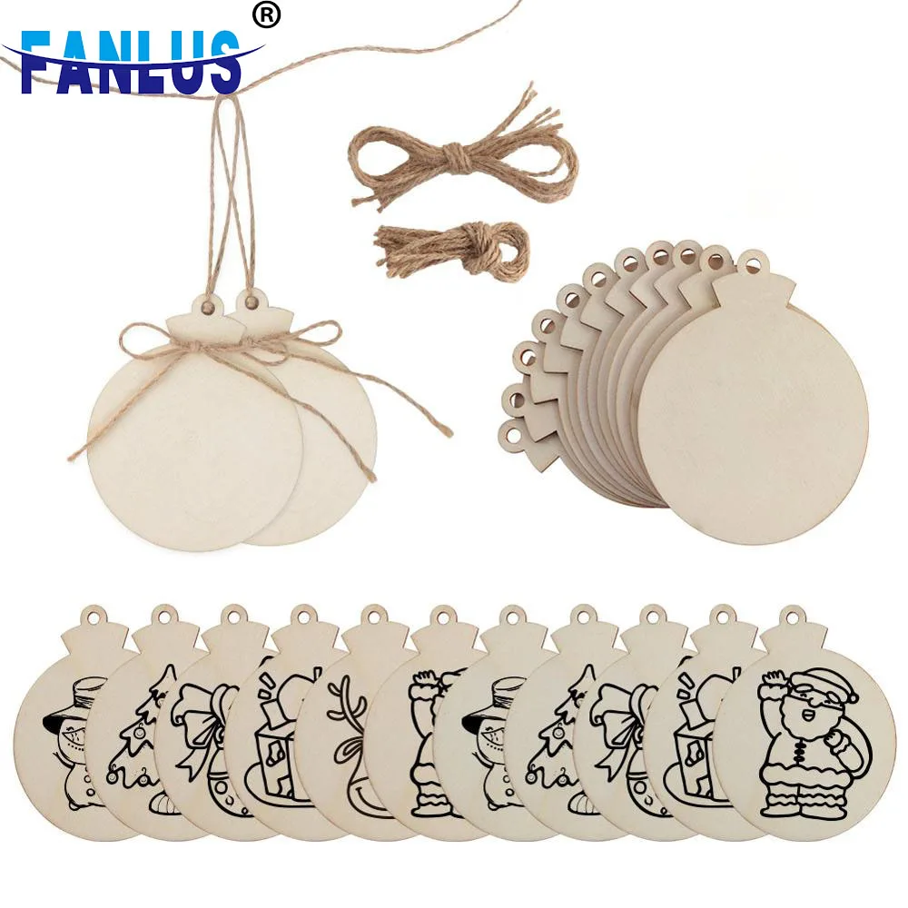 10 шт. DIY Деревянные рождественские украшения Новогоднее Рождественское дерево