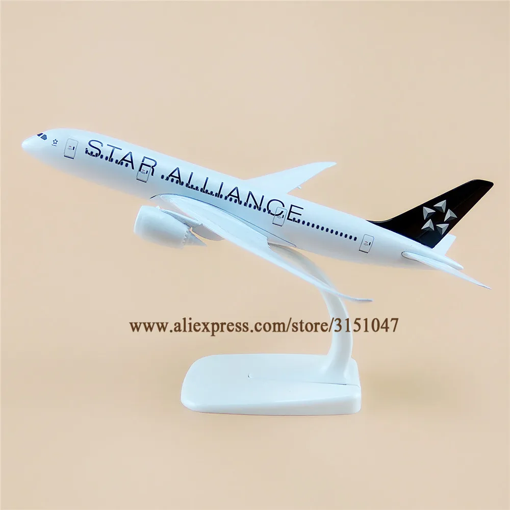 

Модель самолета авиакомпании Star Alliance B787 из металлического сплава, модель самолета Боинг 787, модель самолета со стойкой, подарки 20 см