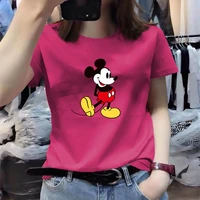 disney mickey minnie short sleeved t shirt slim all match cartoon pattern 100 cotton breathable and comfortable girl clothes