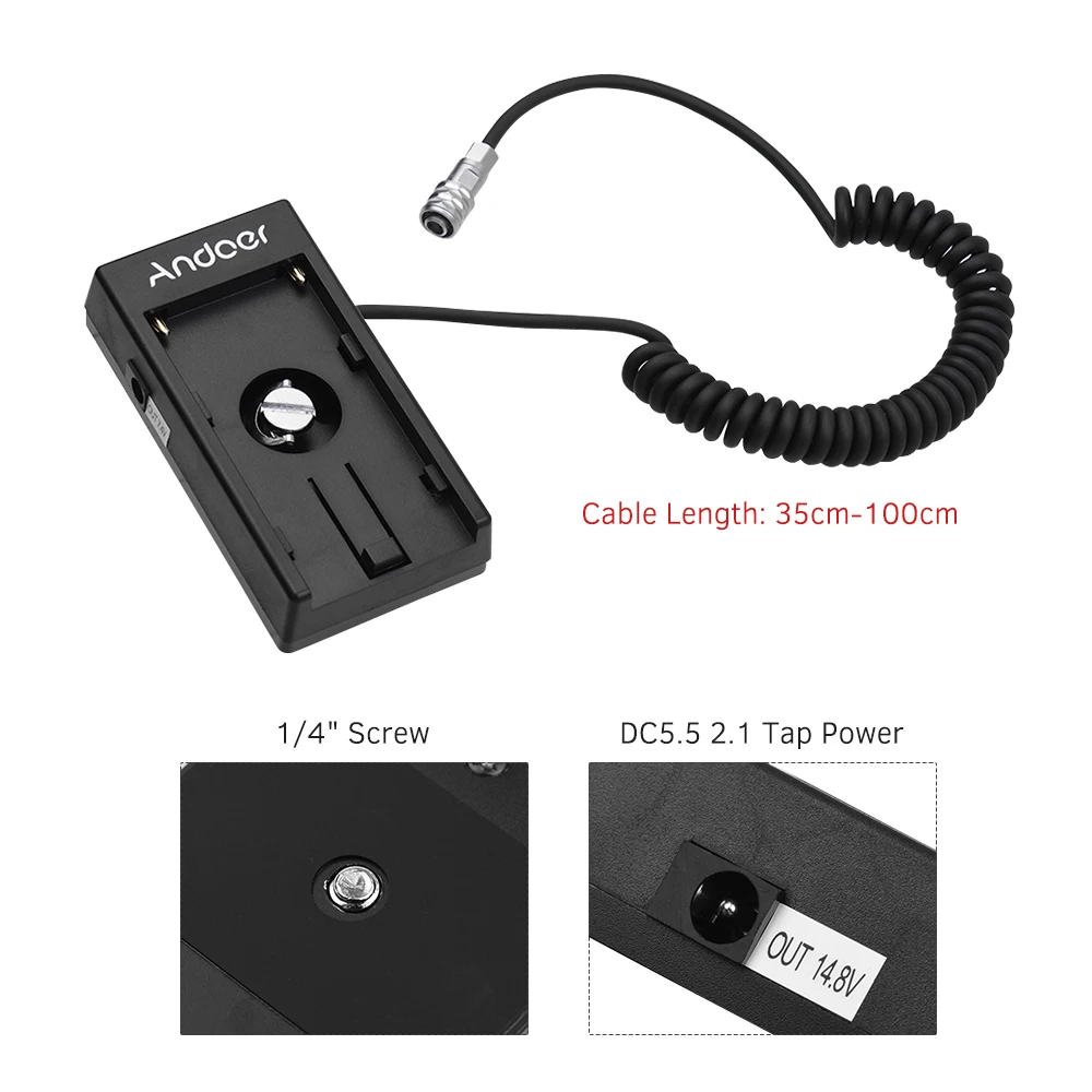 Камера andoer DV батарея блок питания адаптер с 1/4 дюймовым винтом для BMPCC 4K sony BP-U30 U60 U90