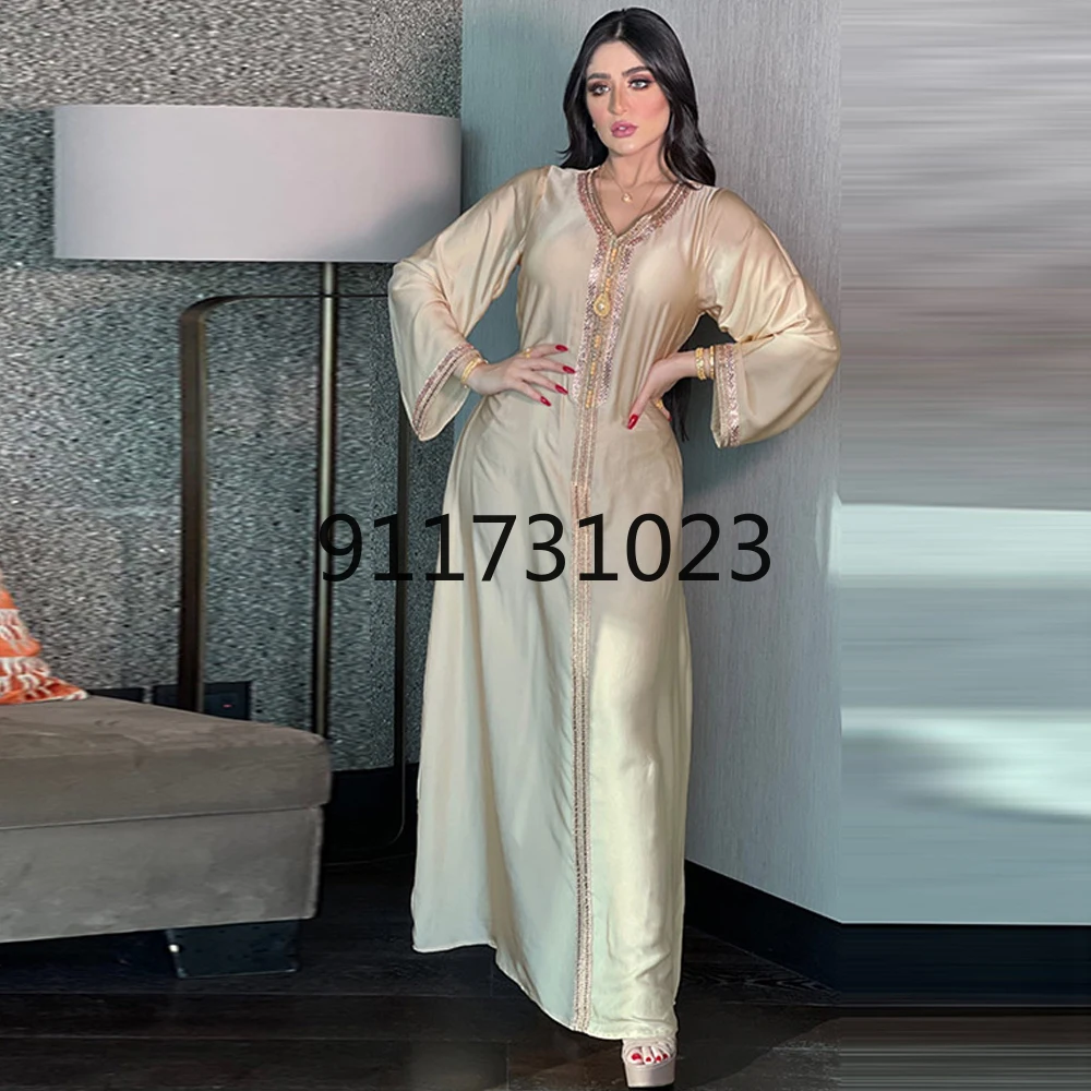 Moroccan Caftan Evening Gowns Muslim Abaya Dubai 2021 Women Flannel Dresses Long Sleeve Pakistani Robe Arabe Islamic Clothing |