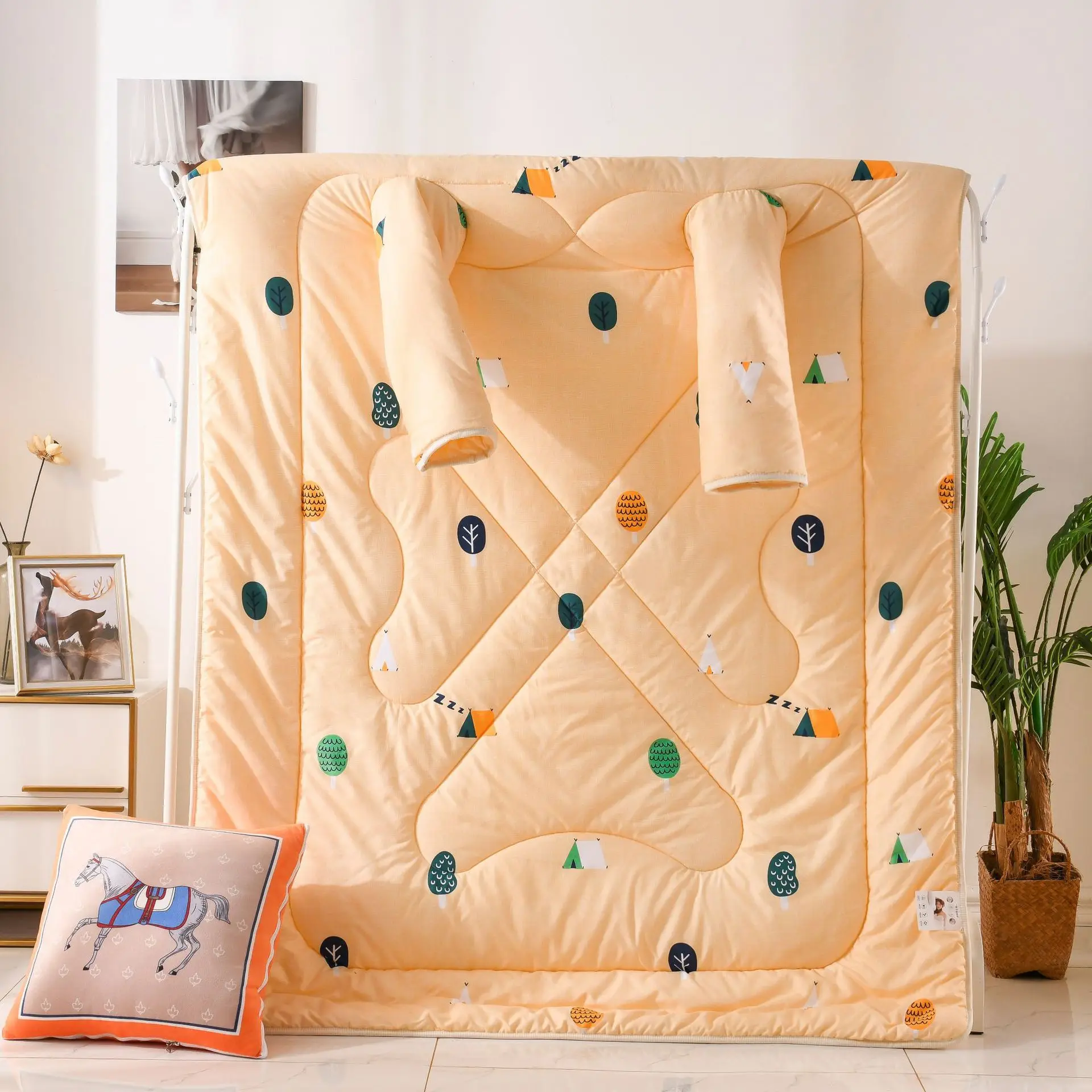 

Super Soft Double-layer Lamb Plush Flannel Blanket Padded Bed Blanket Air-conditioned Blanket Comforter Duvets with Sleeve