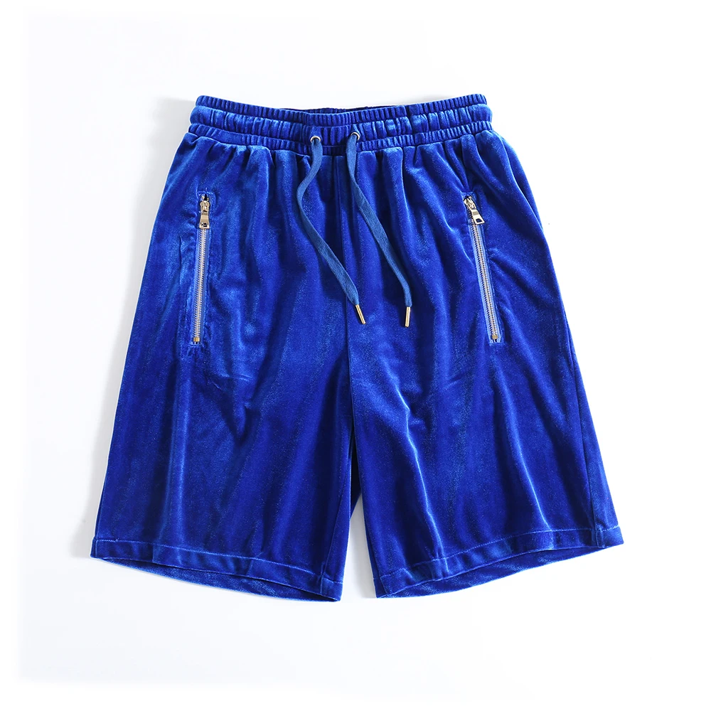 

Mens Velvet Shorts Hip-Hop Oversized Mesh Velour Short Baggy Black/White/Red/Blue Velvet Side Zipper Joggers Shorts Male