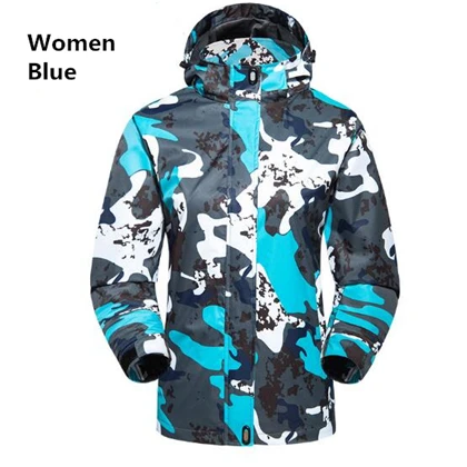 Women Blue Уличная Мужская походная куртка для прогулок, охотничья куртка с капюшоном, камуфляжная верхняя одежда, Весенняя Спортивная дождевик, альпинистская Треккинговая ветровка - Цвет: Women Blue