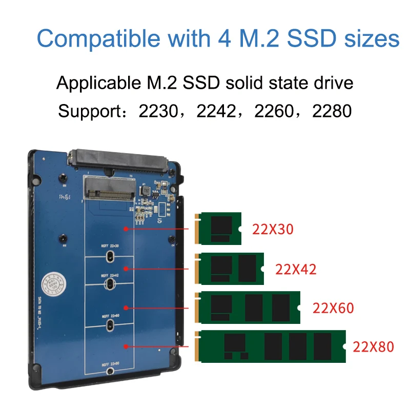 Адаптер Acasis M.2 NGFF в SATA к Sata преобразователь для жестких дисков 2230/2242/2260/2280 HDD SSD