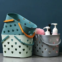 portable shower basket with portable silicone material and hollow design suitable for bathroom and kitchen