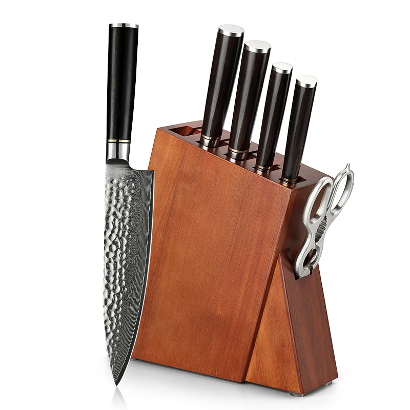 Набор кухонных столовых приборов HEZHEN с держателем кухонного ножа дамасская