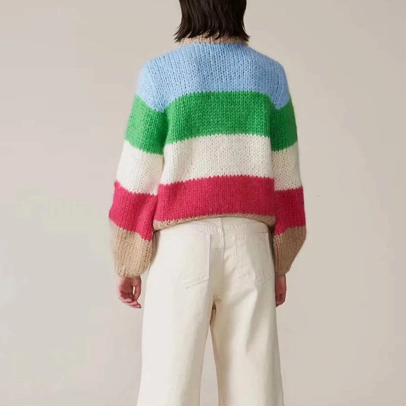 Женский трикотажный свитер CHICEVER повседневный пуловер с круглым вырезом и