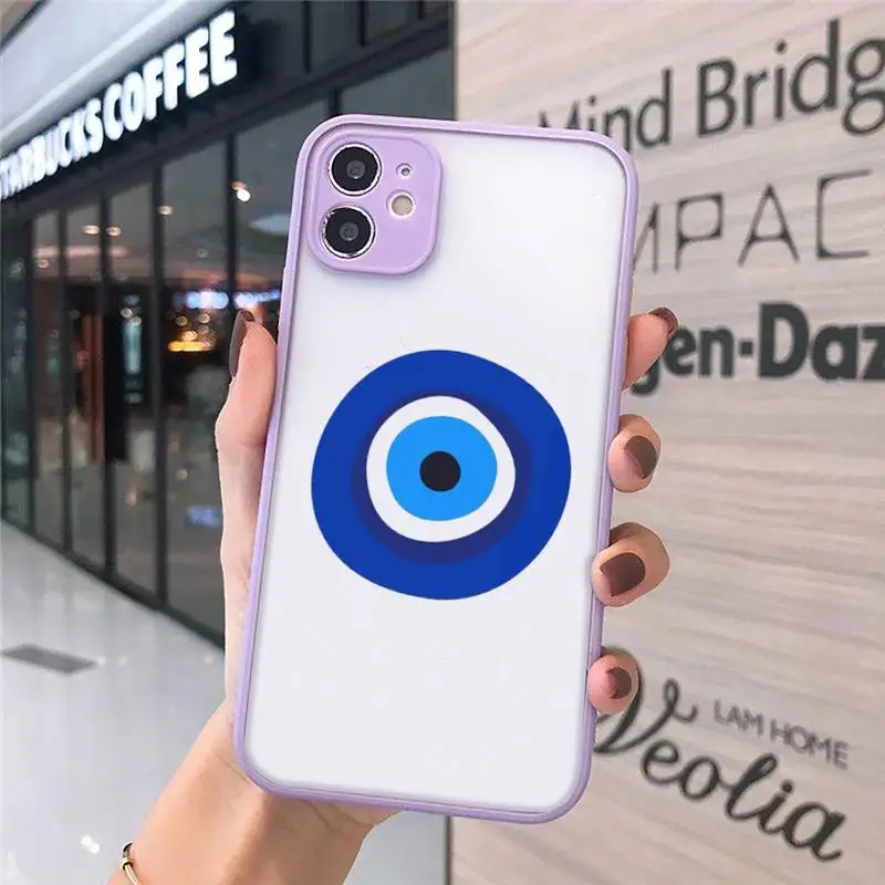 

Evil eye blue Phone Case matte transparent For purple iPhone 7 8 x xs xr 11 12 pro plus max mini Clear Funda