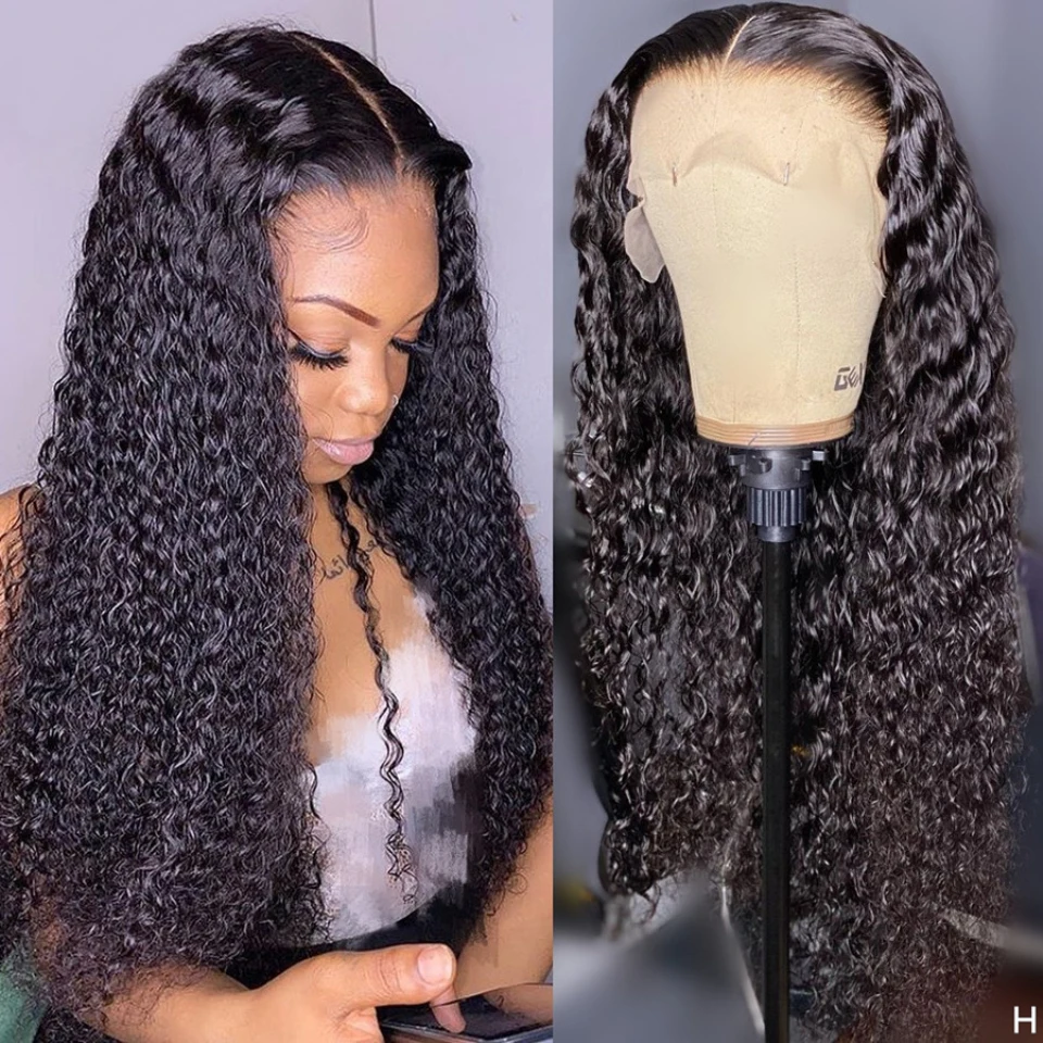 

Парик Jerry Curl 13x4, парик на сетке спереди, вьющиеся, с глубокой волной, человеческие волосы, бразильские, натуральные, предварительно выщипанны...