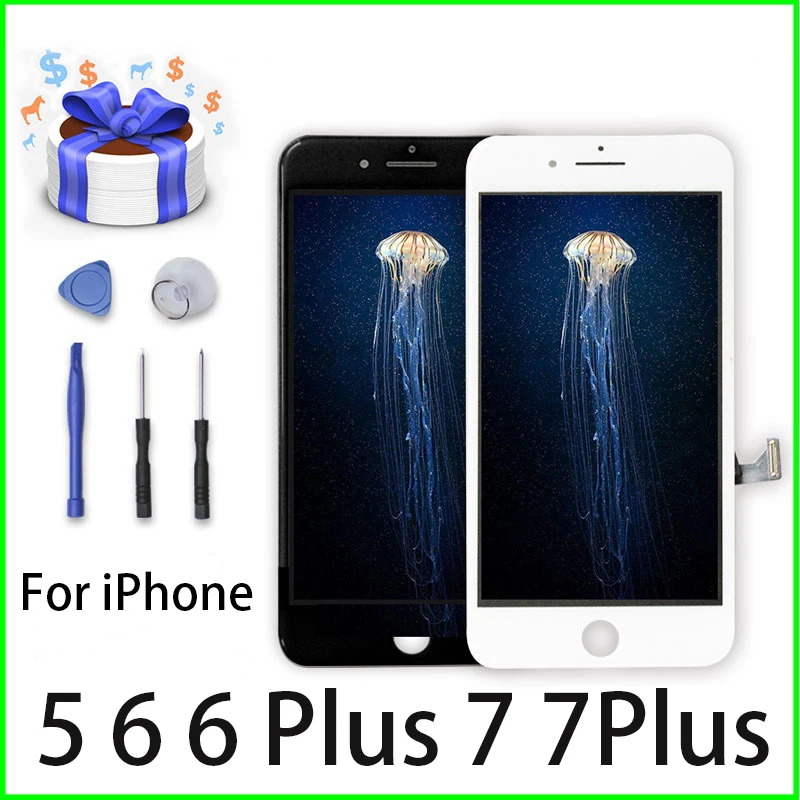 Черный/белый Ecran ЖК-дисплей для iPhone 7 Plus 6 5 дигитайзер 3D сенсорный экран Замена без