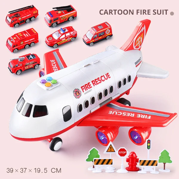 Red Fire Set1 10 стильных детских игрушек модель самолета музыкальная дорожка инерционный воздушный лайнер большой пассажирский самолет Diecasts& игрушечные транспортные средства Детские самолеты - Цвет: Red Fire Set1