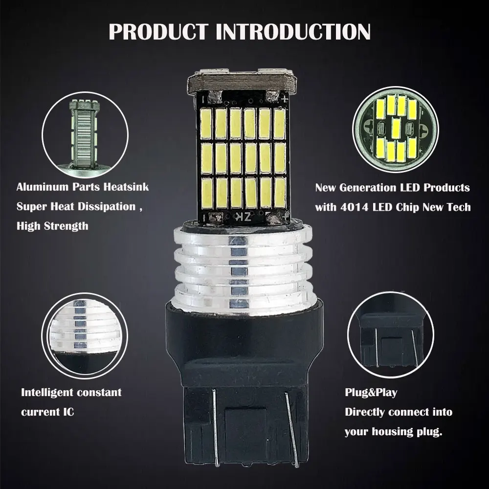2 шт. T20 7440 7443 светодиодный светильник W21/5 Вт W21W светодиодный 45SMD 4014 автомобильная лампа автомобильный тормозной светильник лампа заднего хода белый красный желтый