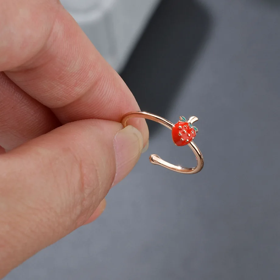 Вишневое кольцо милое красное стразы свежие фрукты сладкие креативные ювелирные