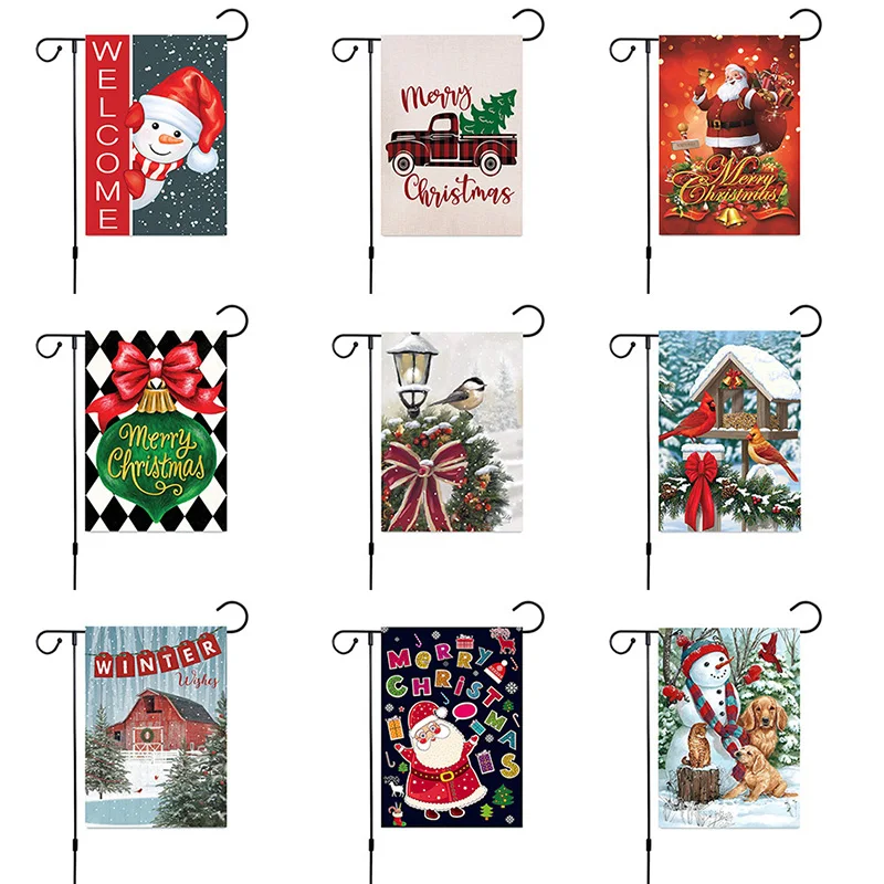 

9 видов высококачественных рождественских зимних фотографий, яркий Садовый флаг для помещений и улицы, флаг Санта Клауса, домашний декор