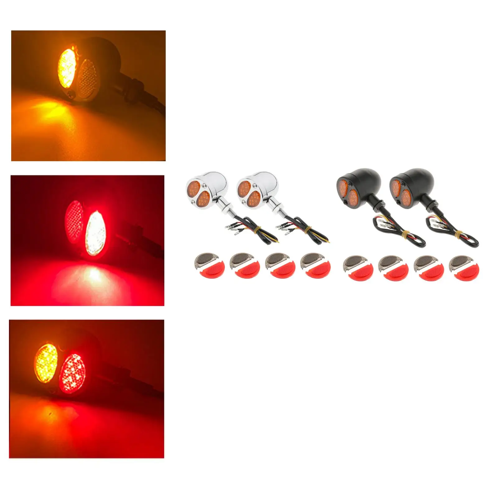 

2x Universal DC 12V Red/Amber Motorcycle LED Bullet brake light, running light, tail light, turn light