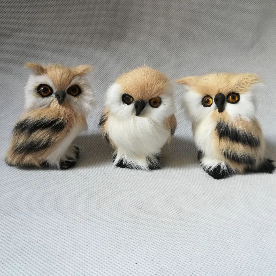 

lifelike toy owl about 7cm Handmade hard model toy,polyethylene&furs mini night owl toy,one lot/ 3pieces,decoration gift w0069
