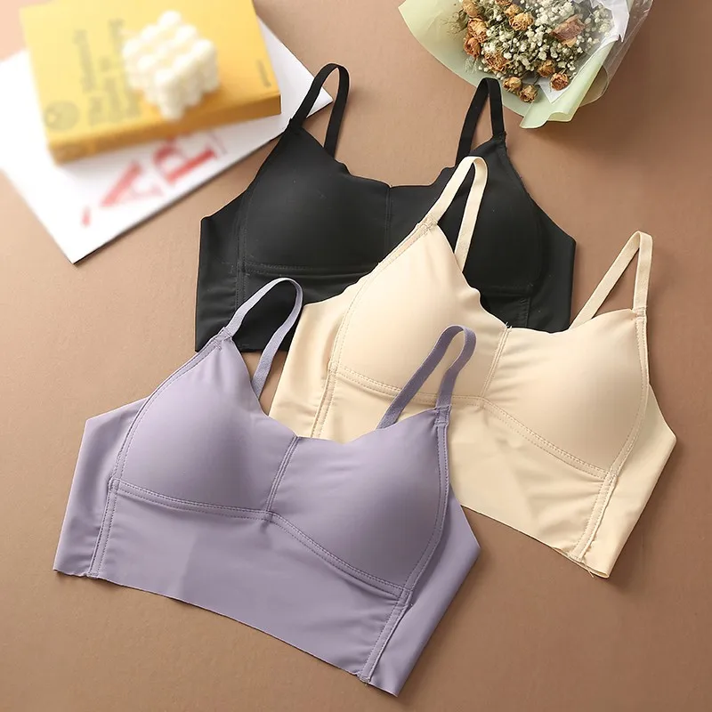 

Women Bras Push Up Gather Bralette Seamless Bra Ice silk soft and Thin Bra No Steel Ring Adjustable Comfortable Vest Underwear