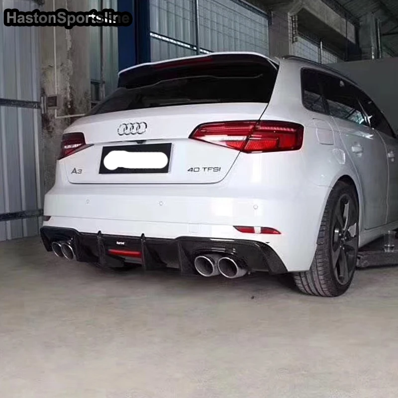 Диффузор для заднего бампера Audi S3 Hatchback из углеродного волокна 2017 2018 2019