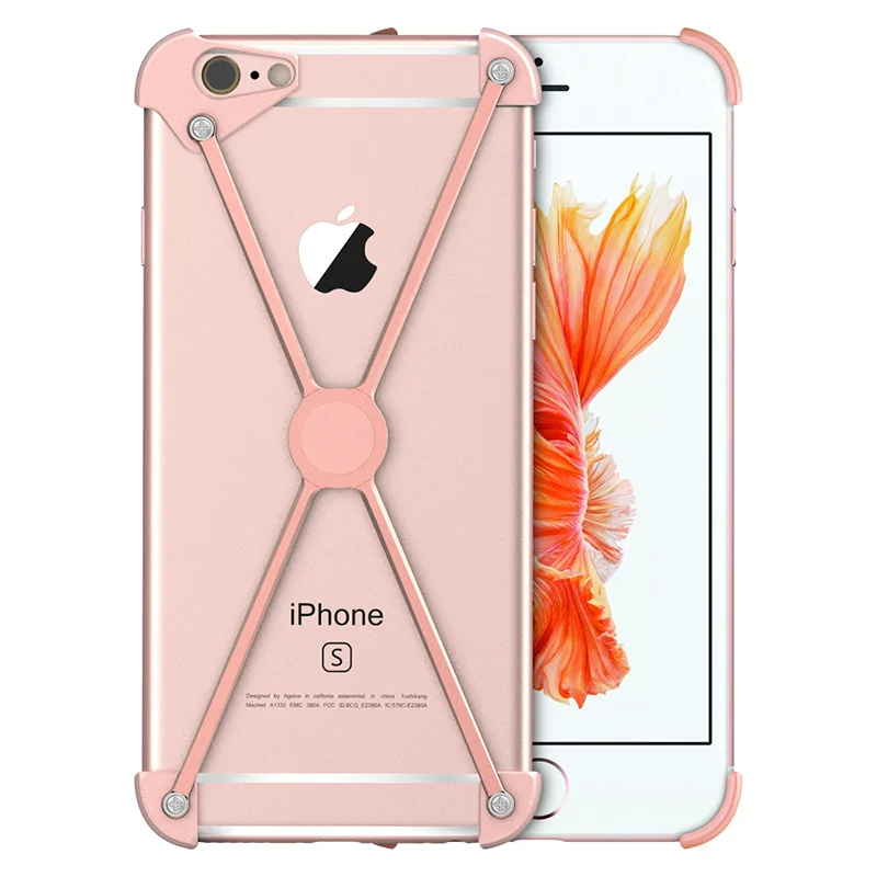 Роскошный Алюминиевый металлический бампер чехол для iPhone 8 7 6 6s/Plus ультратонкий противоударный чехол для телефона Apple iPhone 7 8/Plus бампер - Цвет: Rose Gold