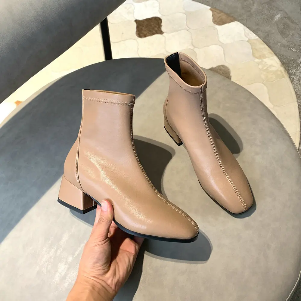 SKLFGXZY New autumn Genuine leather Women boots Ankle Fashion socks and Stretch Women's shoes Size 34-43 | Обувь